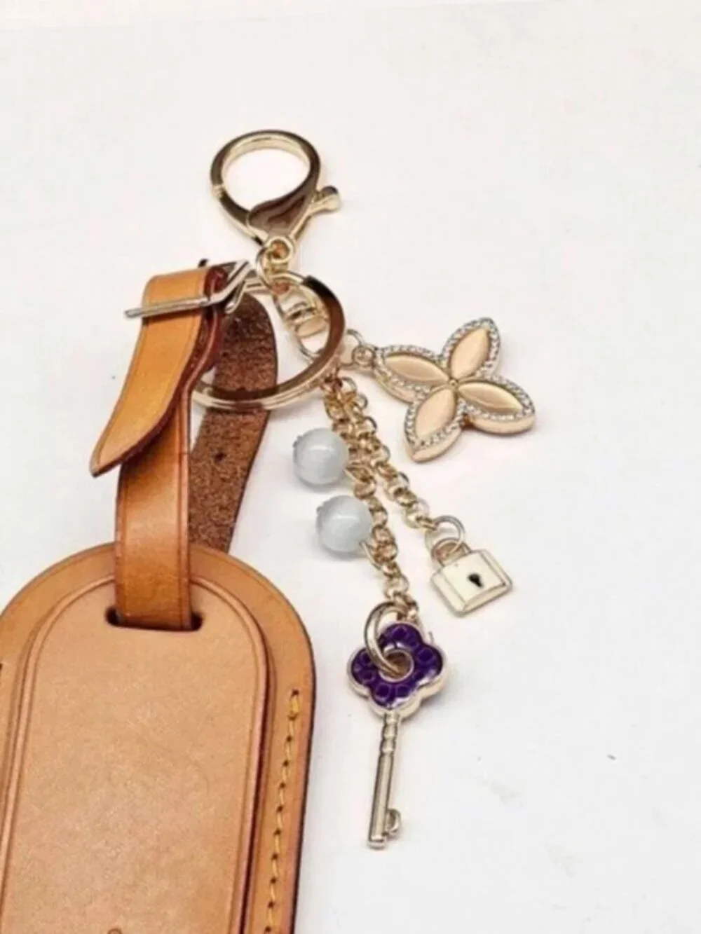 Authentic Louis Vuitton Luggage Tag with Unbranded Keycharm, Keychain